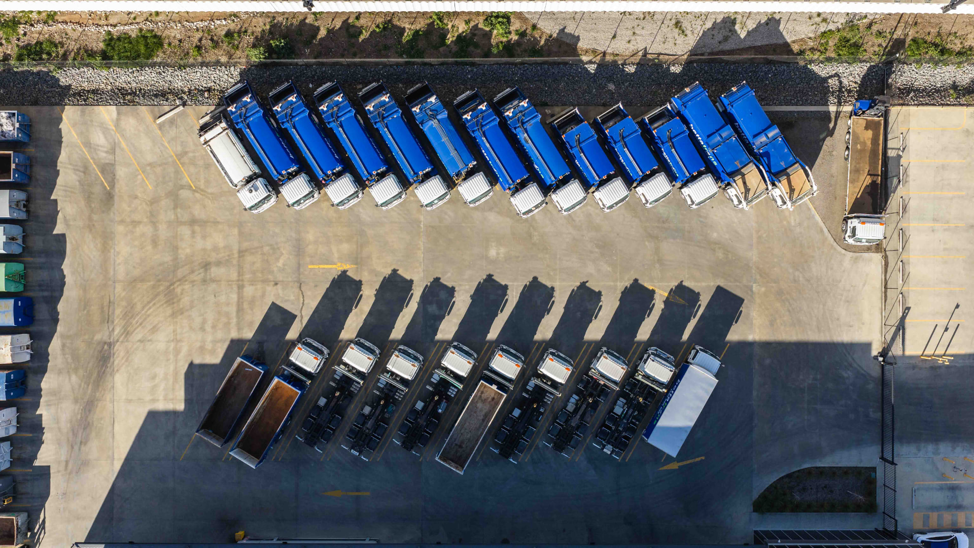 Aerial view of the Bettatrans depot and fleet in Wingfield